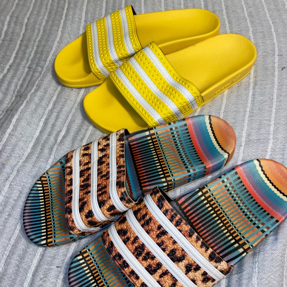 Adidas Adilette sandals, size 10 women’s.